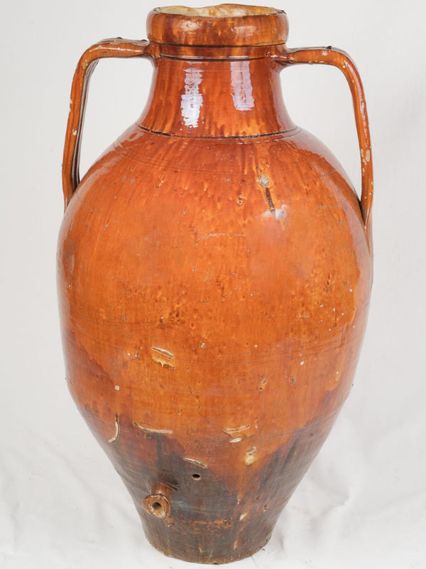 Large 19th-Century Puglian Capasone Amphora w/ ocher glaze 43¼"