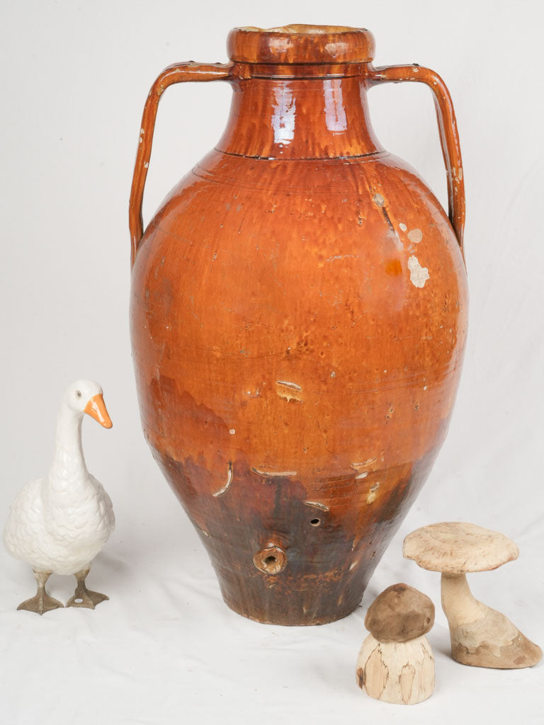 Hand-crafted, glazed Italian terracotta amphora