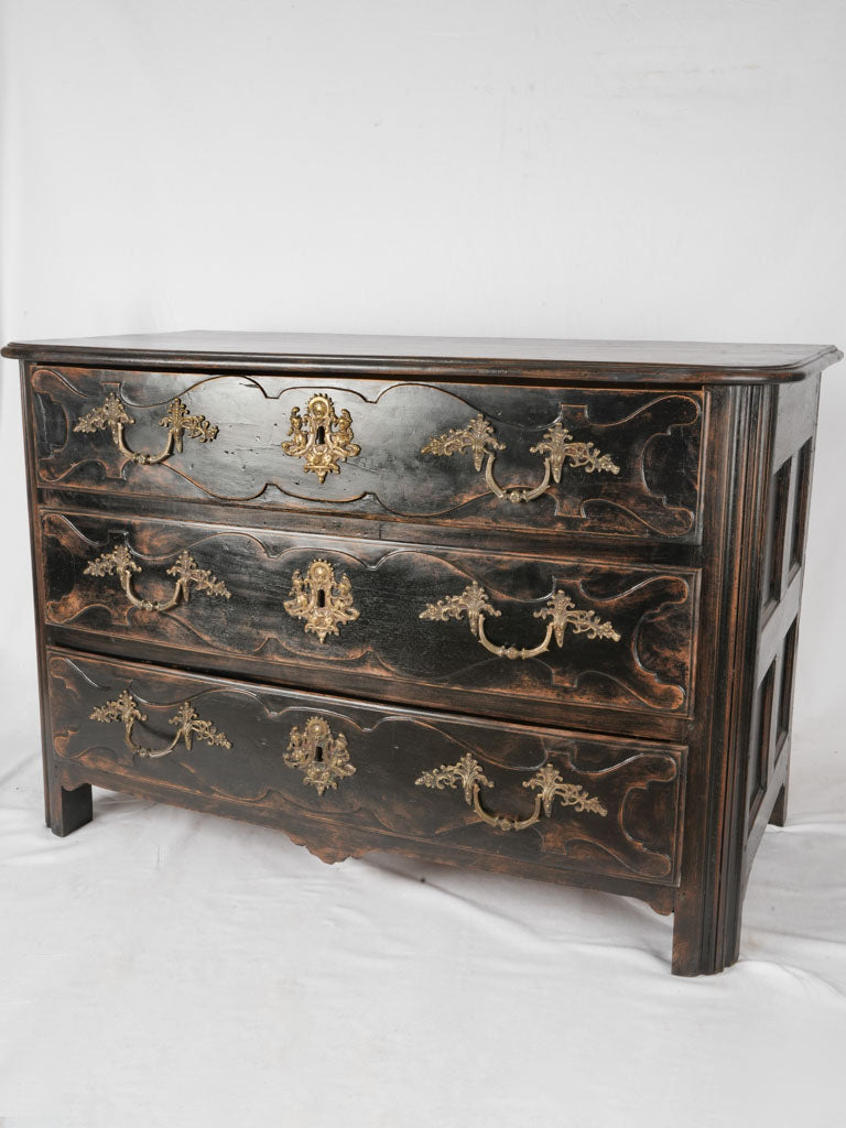 Louis XIV 3-drawer commode w/ black patina