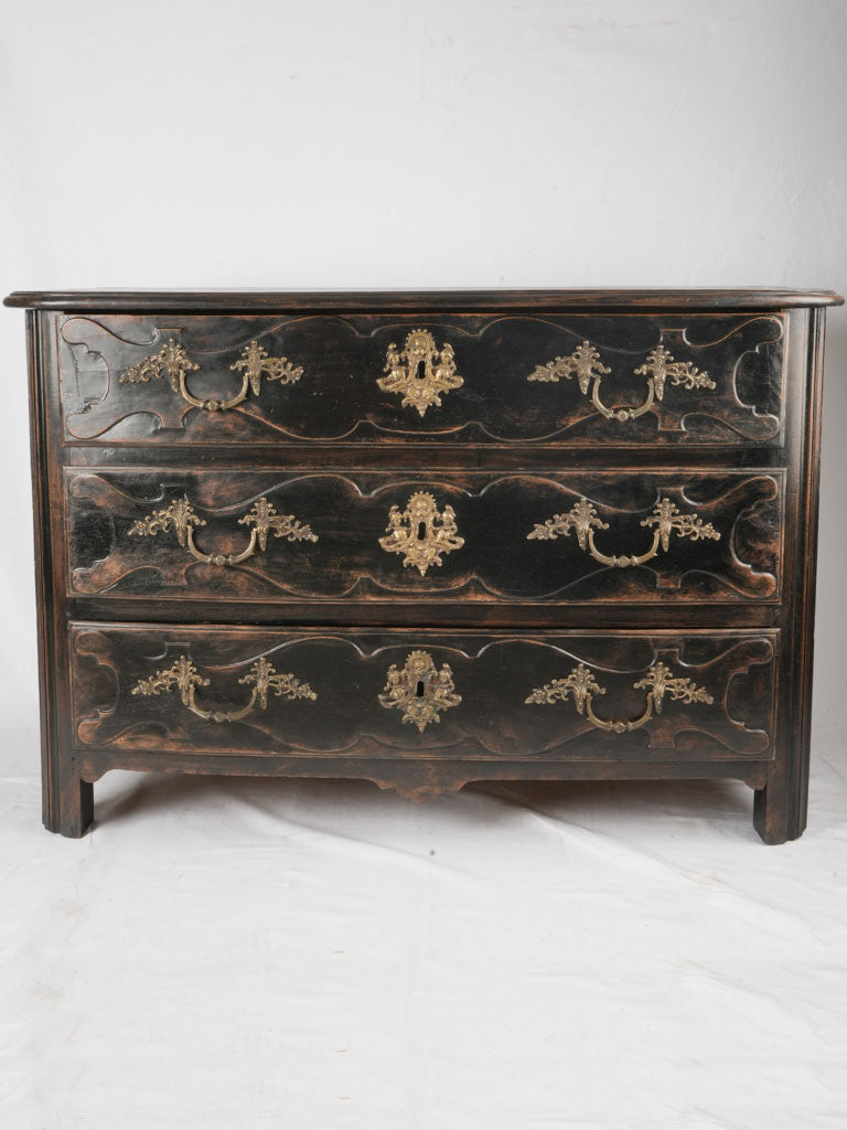 Louis XIV 3-drawer commode w/ black patina