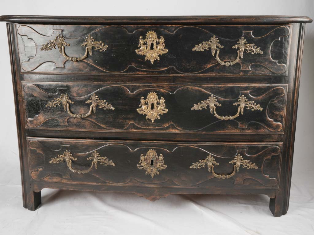 Louis XIV 3-drawer commode w/ black patina