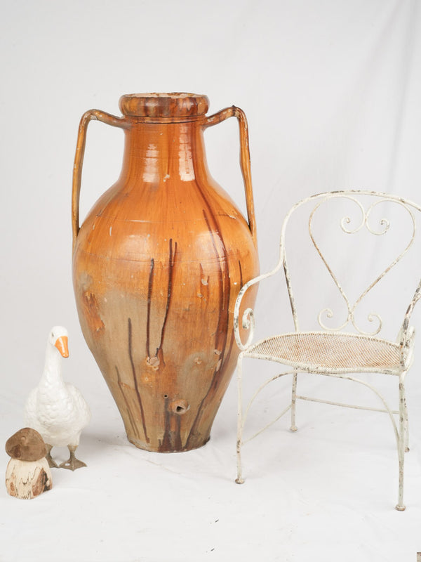 Large 19th-Century Puglian Capasone Amphora w/ ocher glaze 45¾"