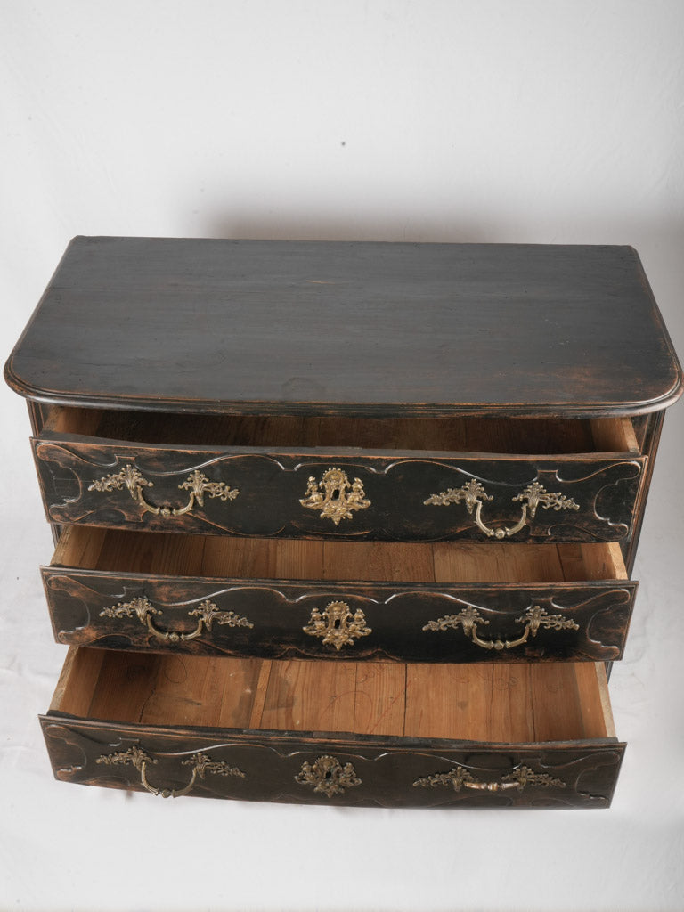 Louis XIV 3-drawer commode w/ black patina