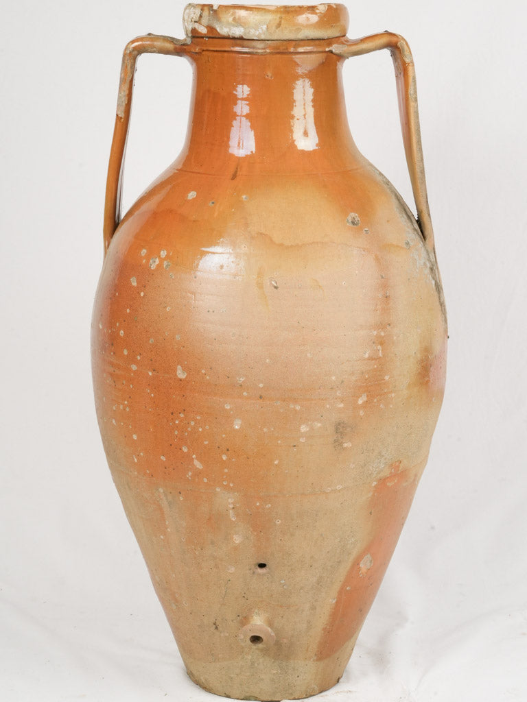 Aged, ocher-glazed Puglian amphora jar