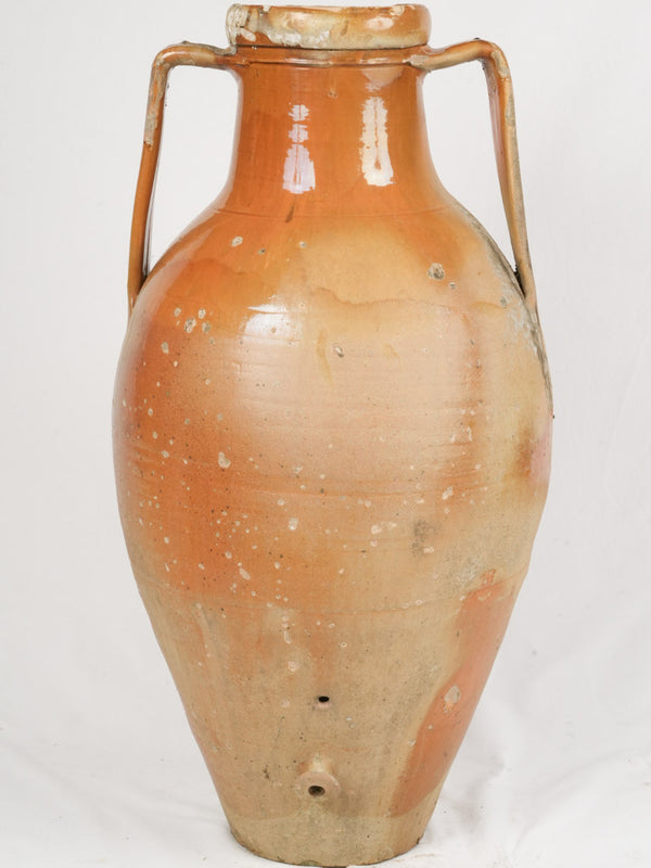 19th-Century Puglian Terracotta Capasone Amphora Jar w/ ocher glaze 41¾"