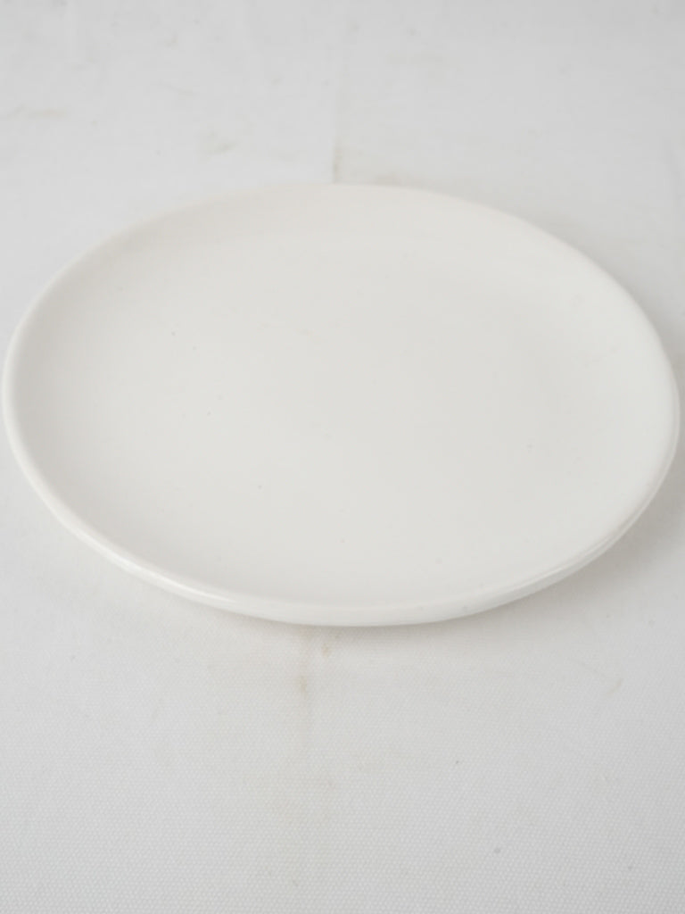 Vintage white ceramic plate, French pottery