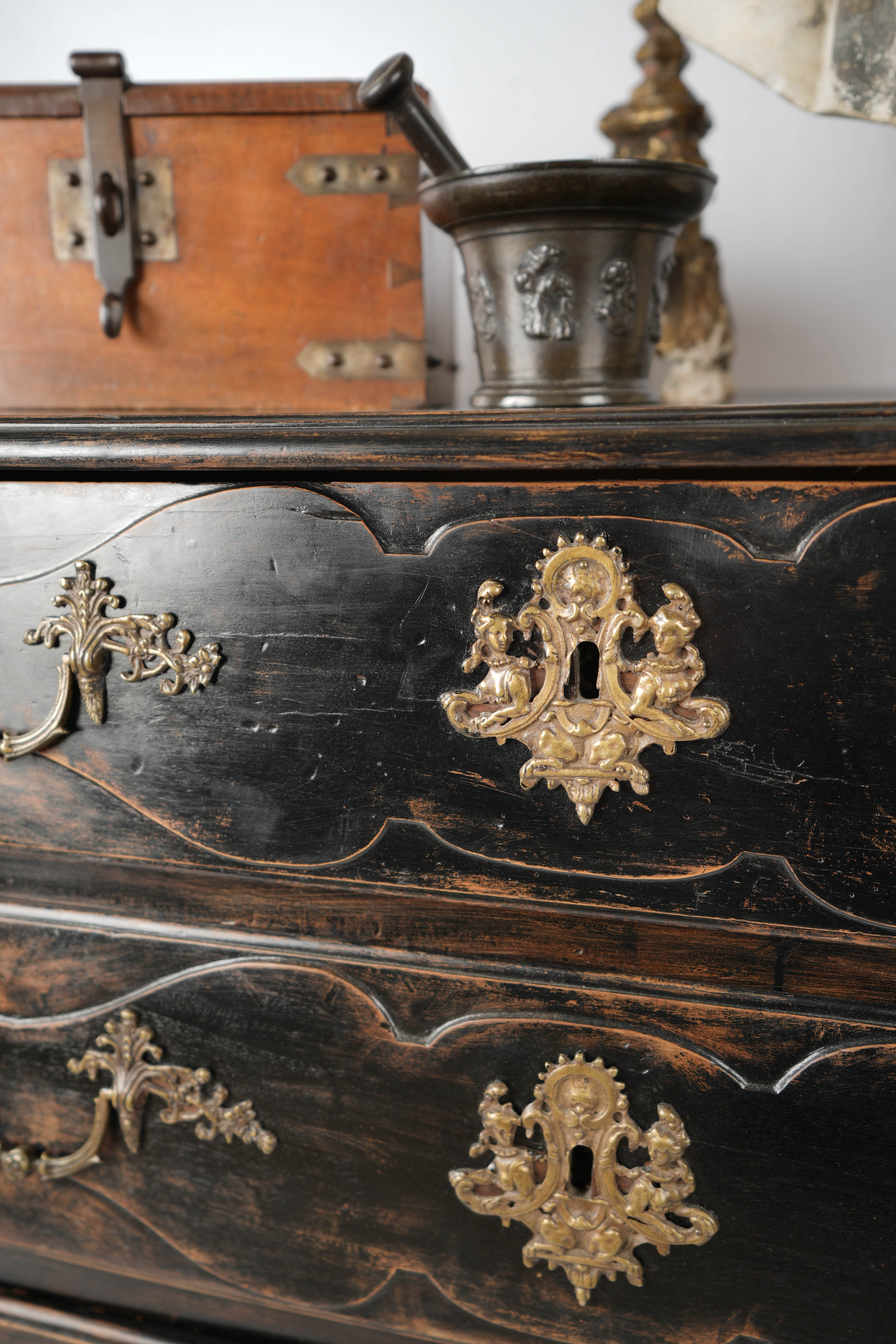 Collectible aged walnut storage chest