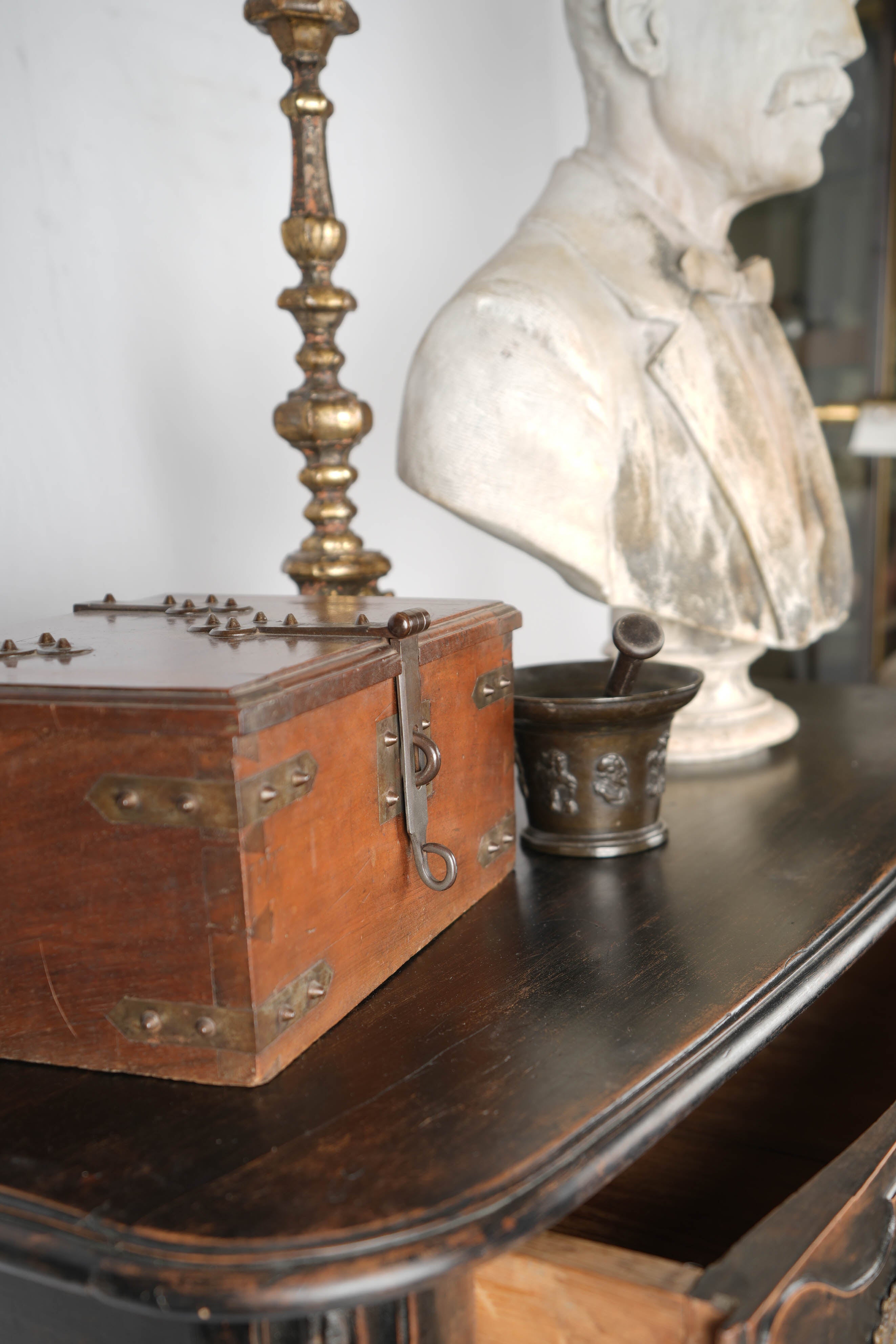 Storied French military antique safe