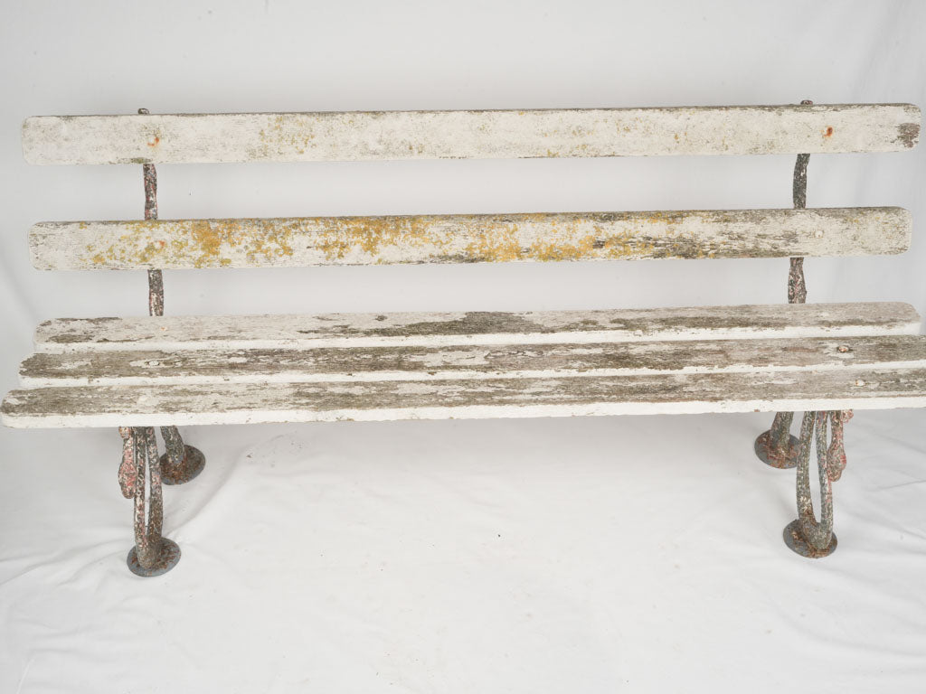 Distressed Weathered Iron Park Bench