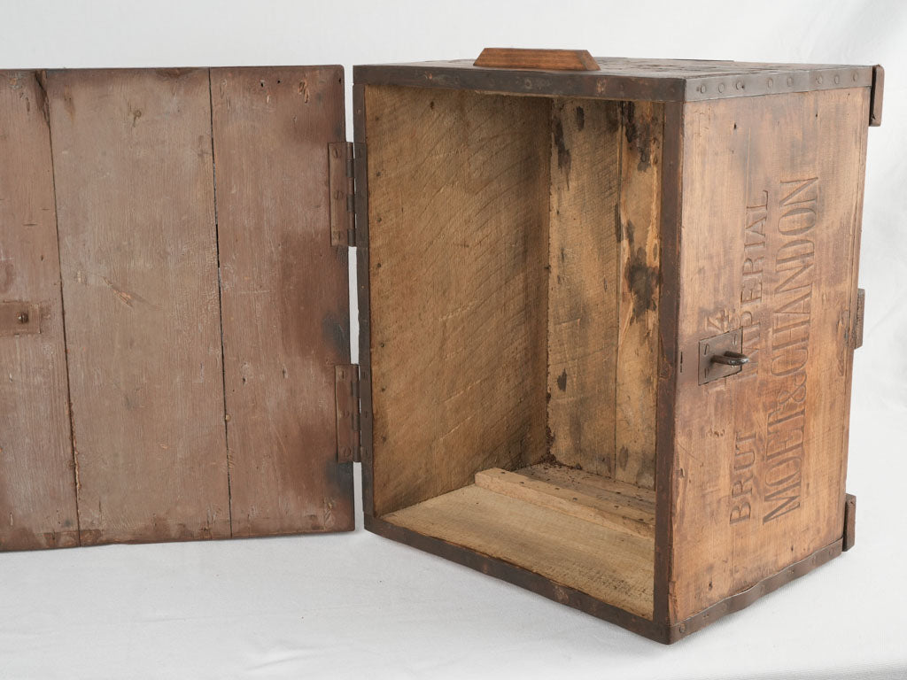 Rare, historical champagne brand wooden crate