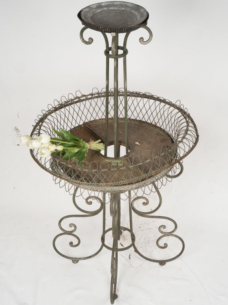 Elegant scrolled iron garden stand