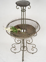 Antique French Wrought Iron Two-Tiered Plant Stand, 50¾"