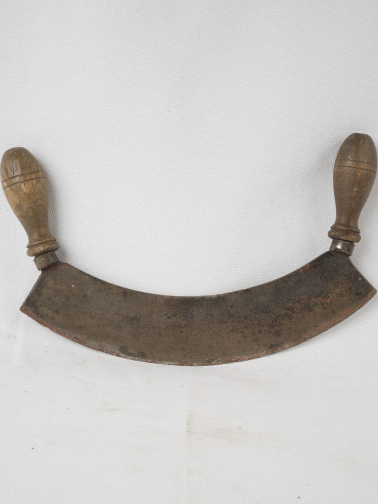 Rustic, antique two-handled hachoir knife