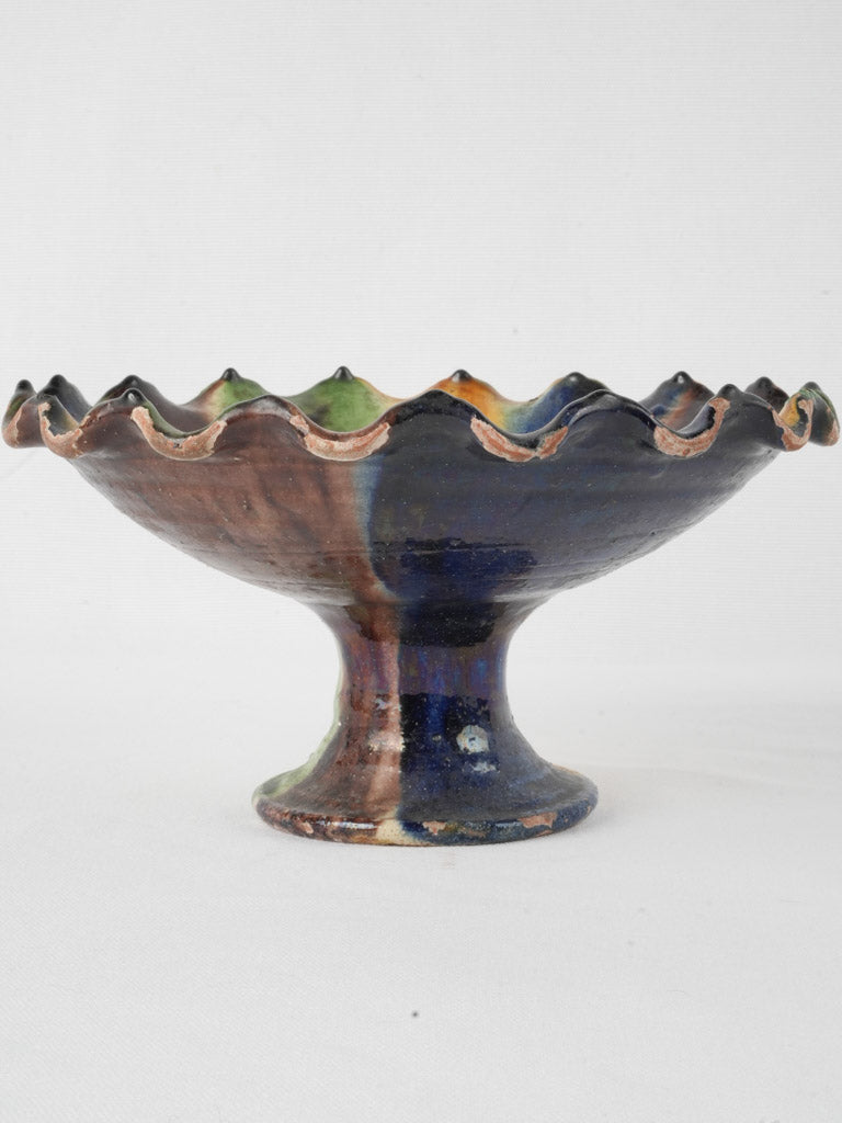 Artistic ceramic fruit holder, blue touches