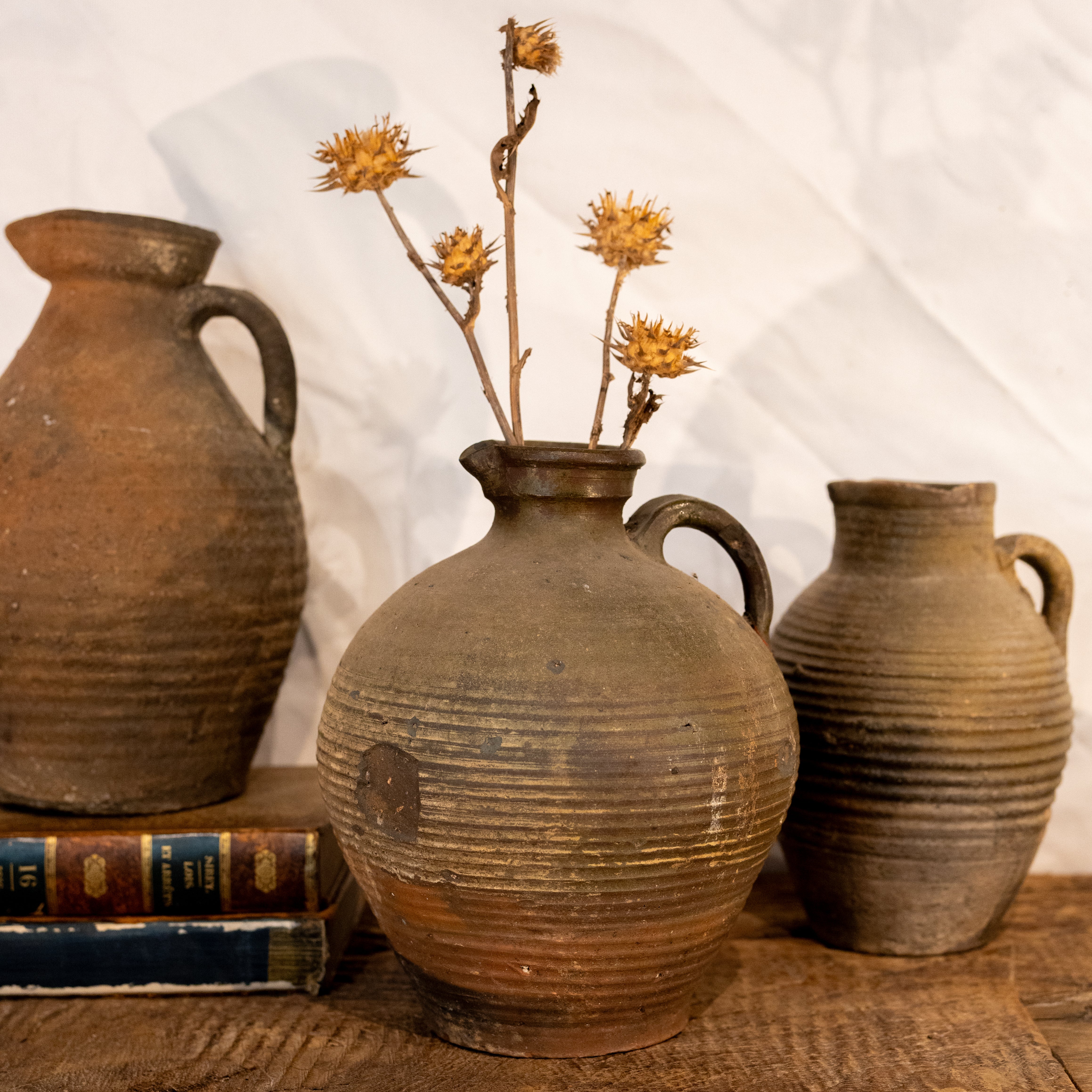 Lovely matte patina ceramic pitcher