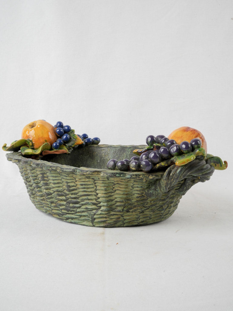 Intricately detailed vintage fruit basket