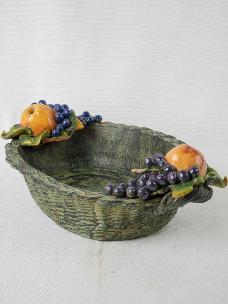 Ceramic fruit basket with unique handles