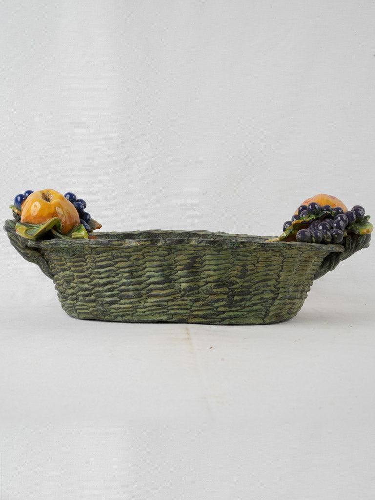 Wicker-style vintage ceramic bowl