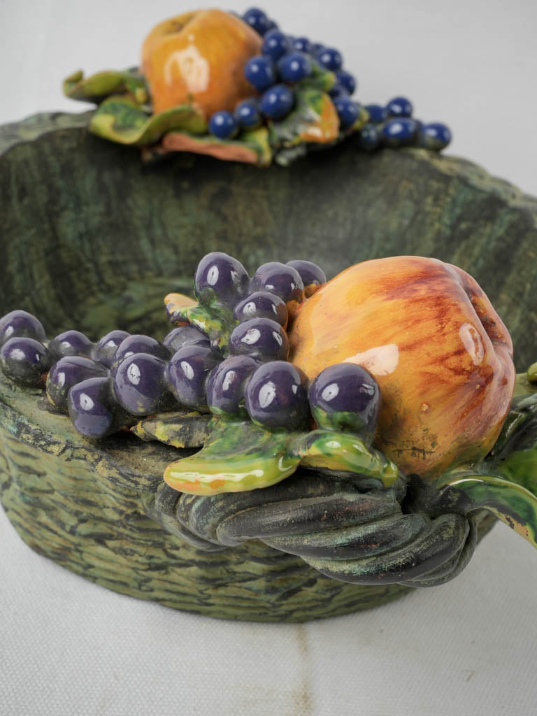 Aged ceramic fruit basket