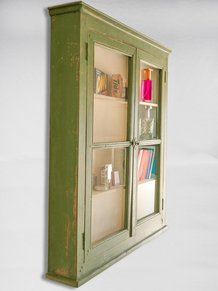 Vintage, Sage Green Vitrine Cabinet