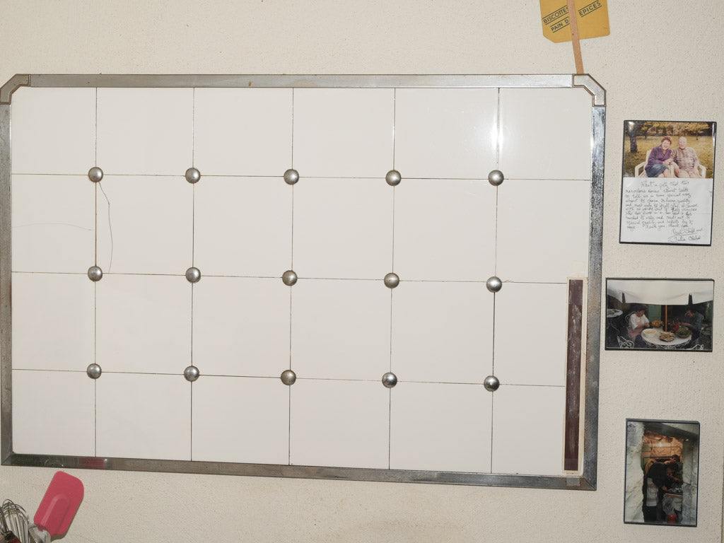 Time-worn white backsplash