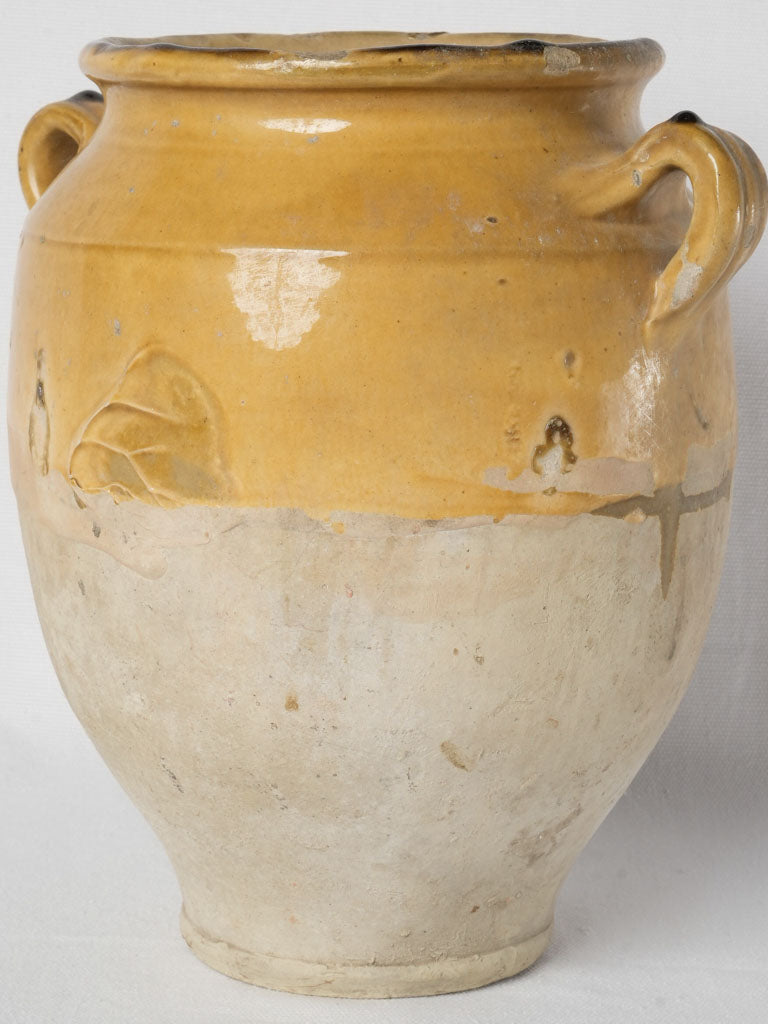 Charmingly weathered French ocher-glazed crock