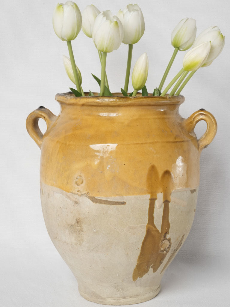 Vintage French ocher-glazed confit jar