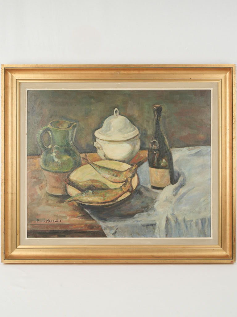 Vintage Provençal oil-on-canvas still life