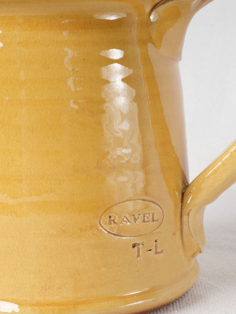 Ocher-glazed artisan Ravel terracotta pitcher