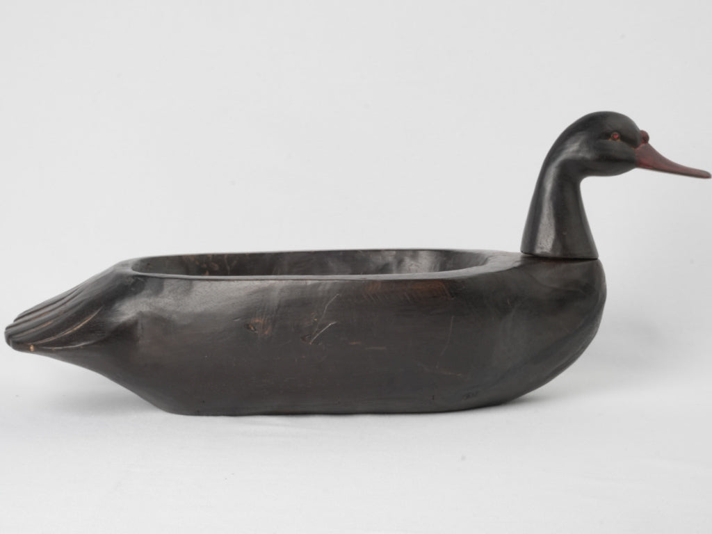 Striking, Classic, 1950s, French, Blackened Wood Duck Bowl