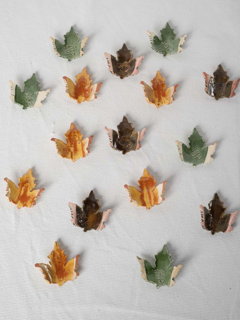 Rustic ceramic leaf-shaped knife stands