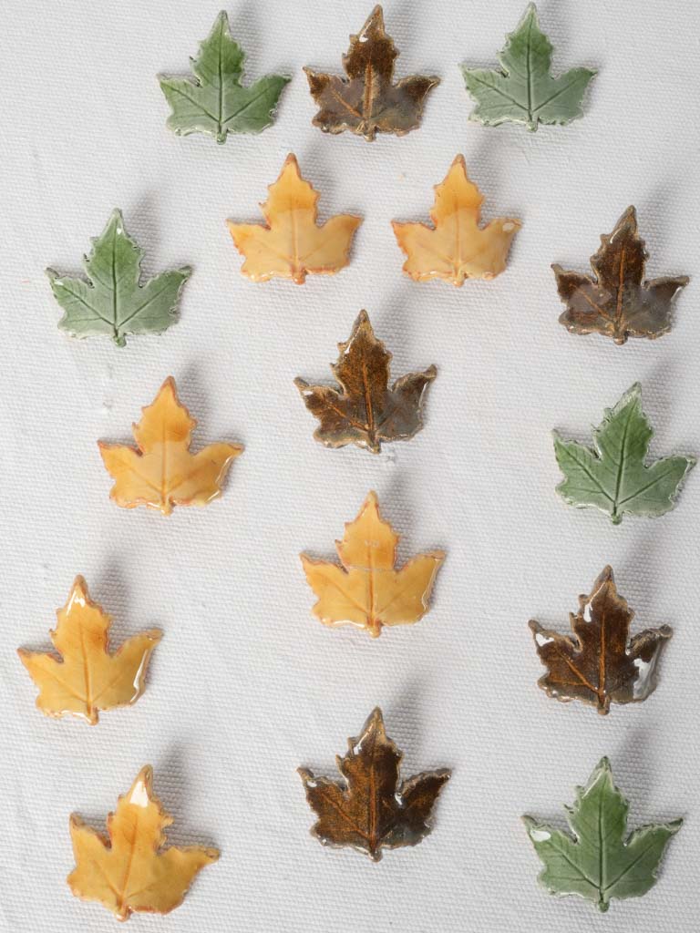 Vintage terracotta autumn leaf knife rests