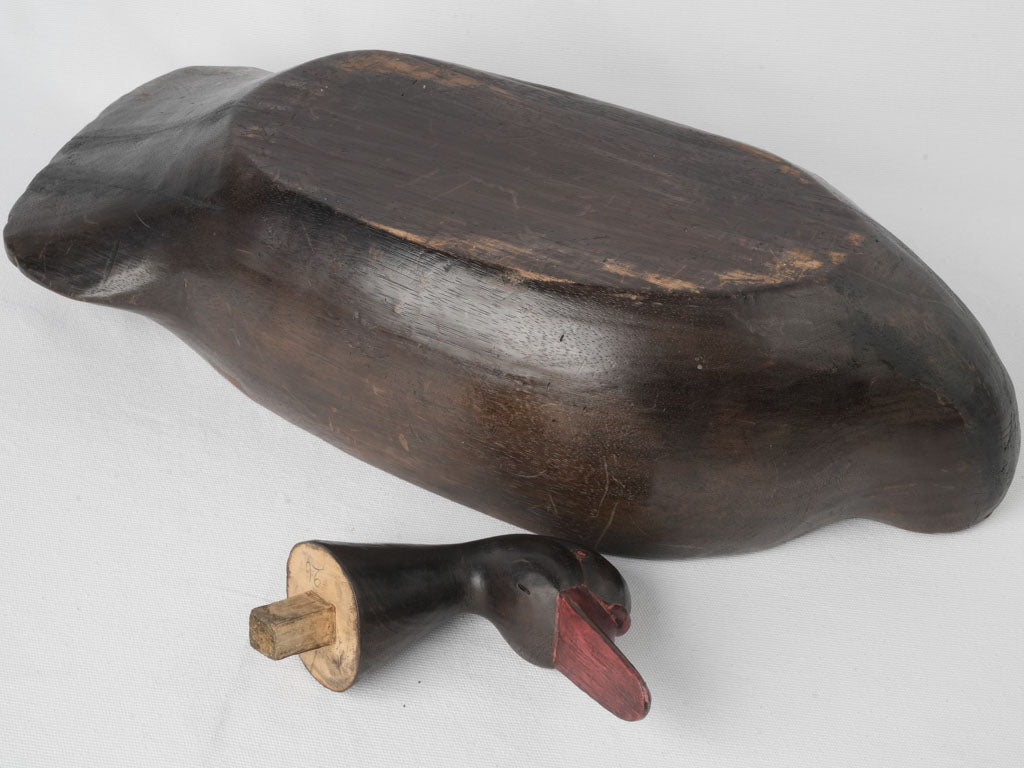 Timeless, Unique, Elegant, French, Blackened Wood Duck Sculpture