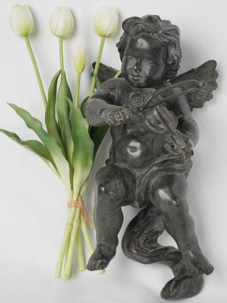 Vintage French cherub violin sculpture