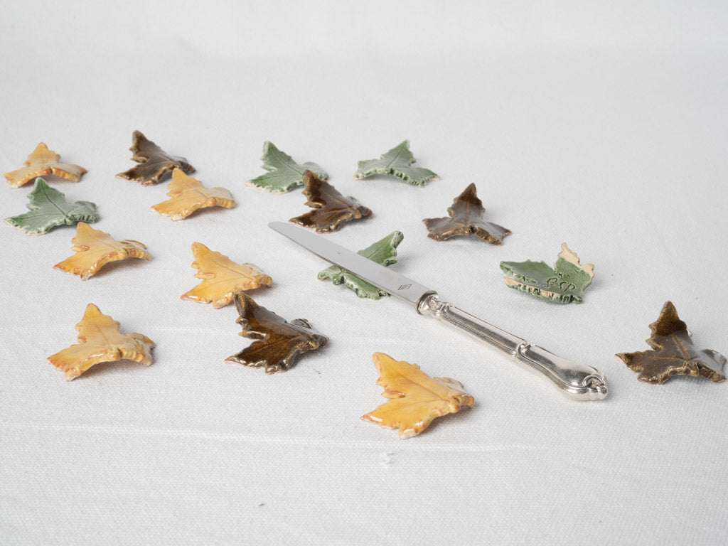 Aged terracotta leaf-shaped dinner decor