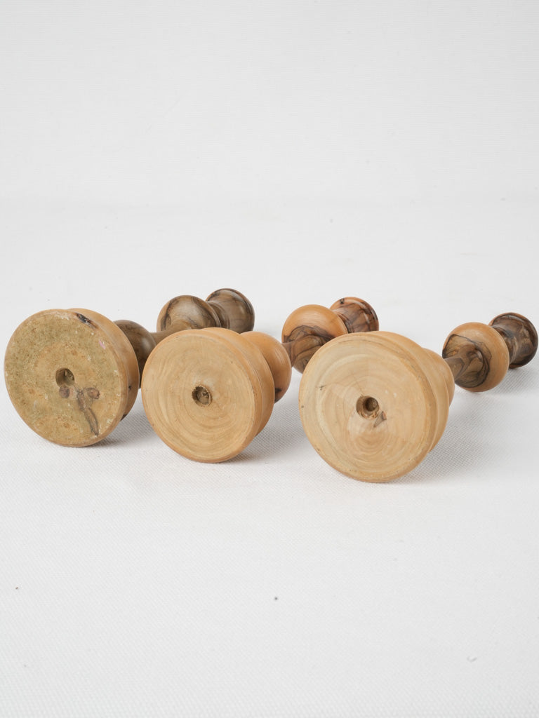 Nostalgic wood candlesticks with natural finish