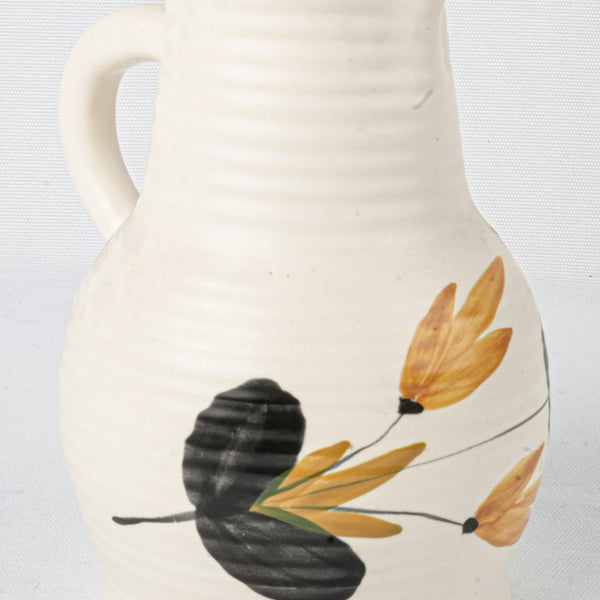 Floral Hand-Painted Stoneware Pitcher