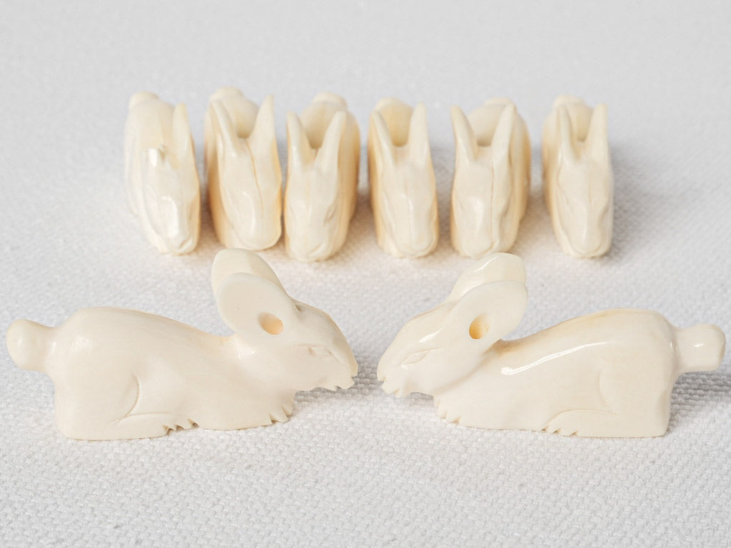 Dainty vintage white rabbit knife rests