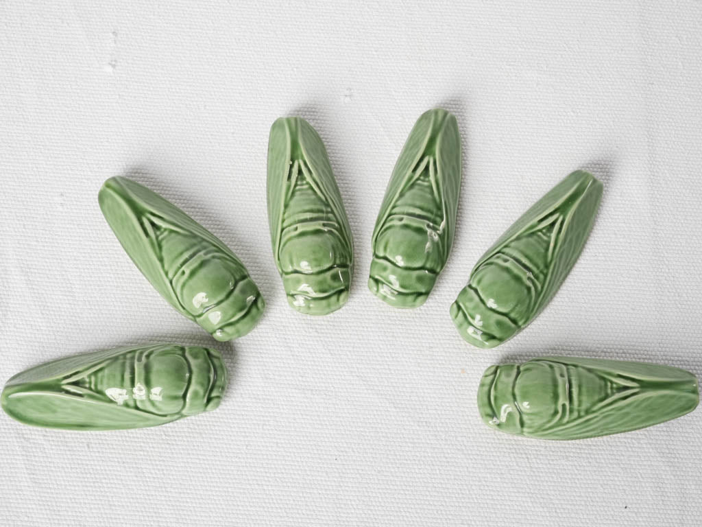 Rustic French pottery cicadas knife rests