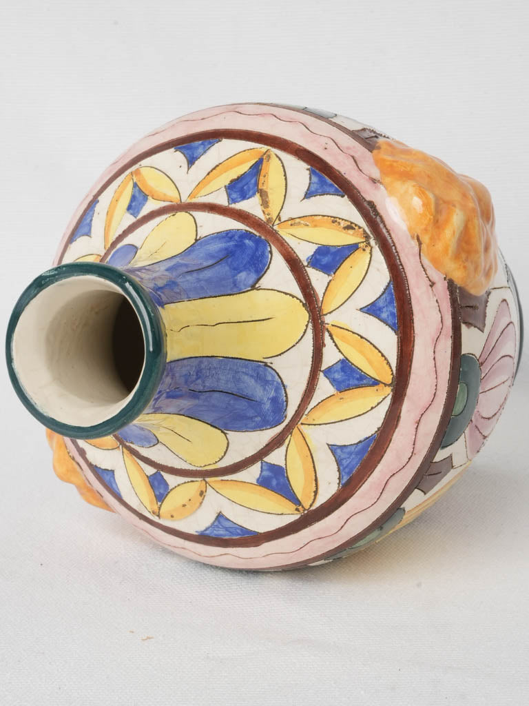 Vibrant Mediterranean studio hand-painted vase