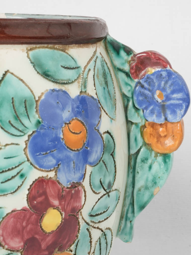 Meticulously hand-painted floral vase