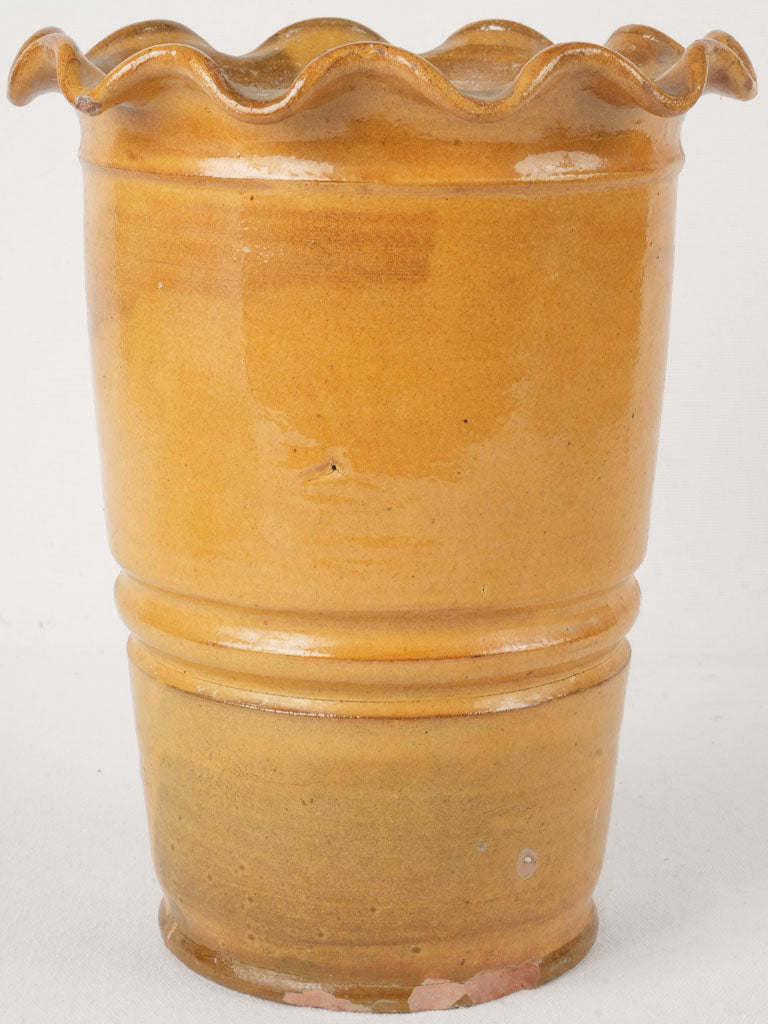 Ribbed ocher-glazed French vase  