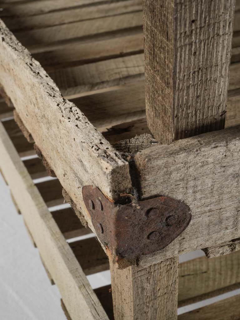 Aged wooden cellar storage rack