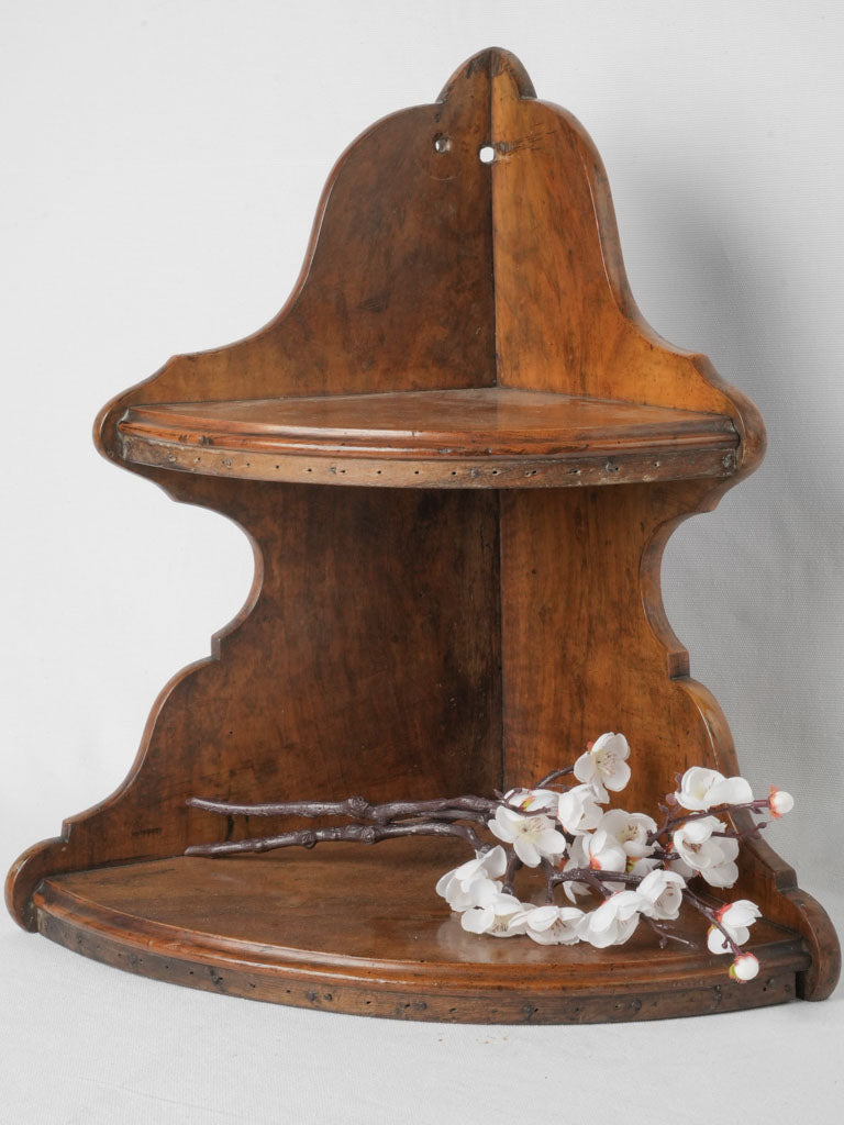 Antique Provençal Walnut Corner Shelf Bracket