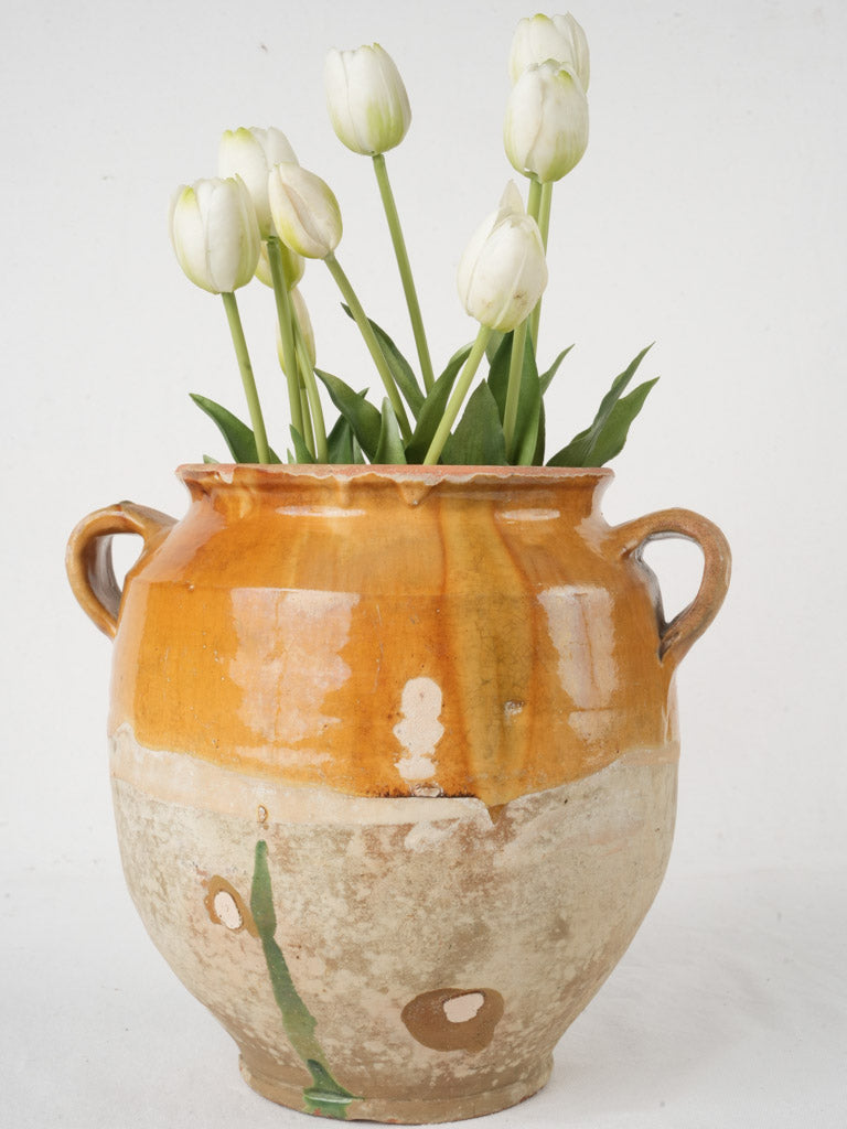 Vintage green-dripped Castelnaudary pot