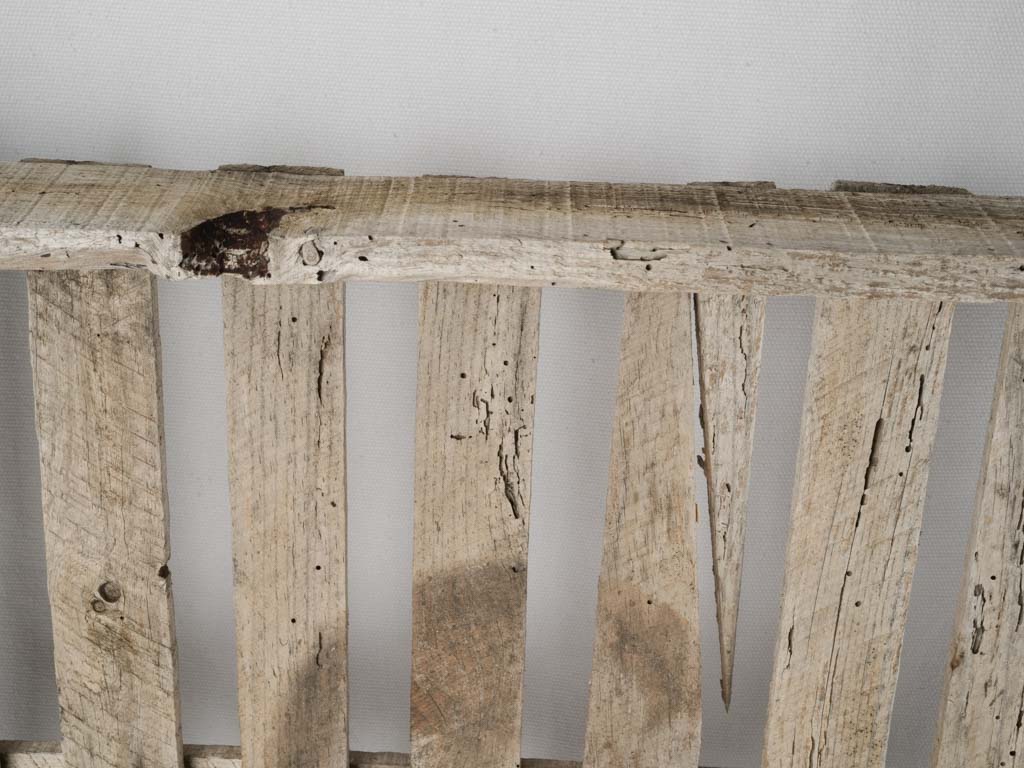 Weathered slatted farmhouse fruit rack