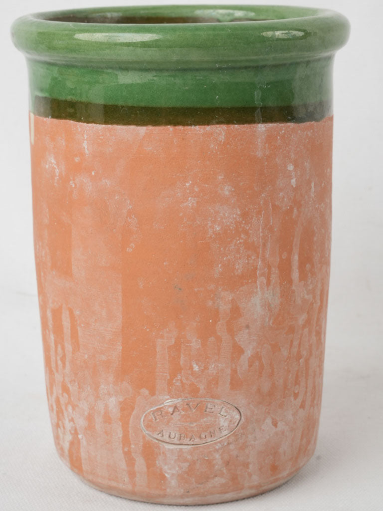 Handcrafted green earthenware wine chiller