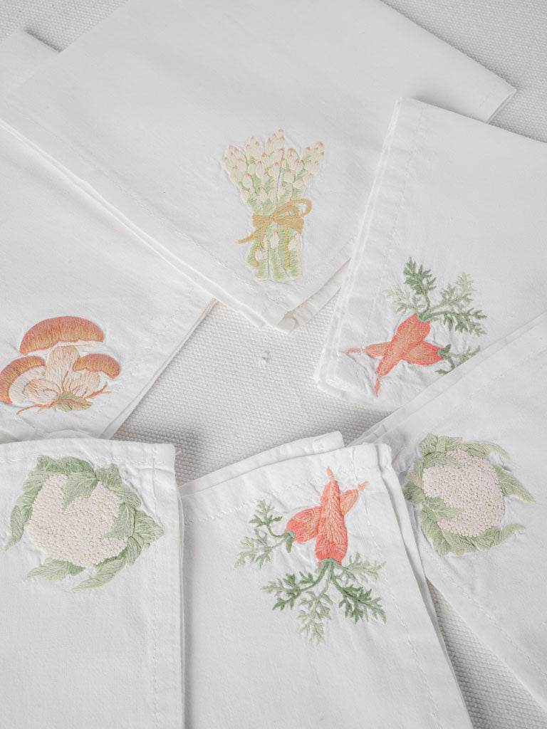 Handcrafted embroidered vegetable table napkins