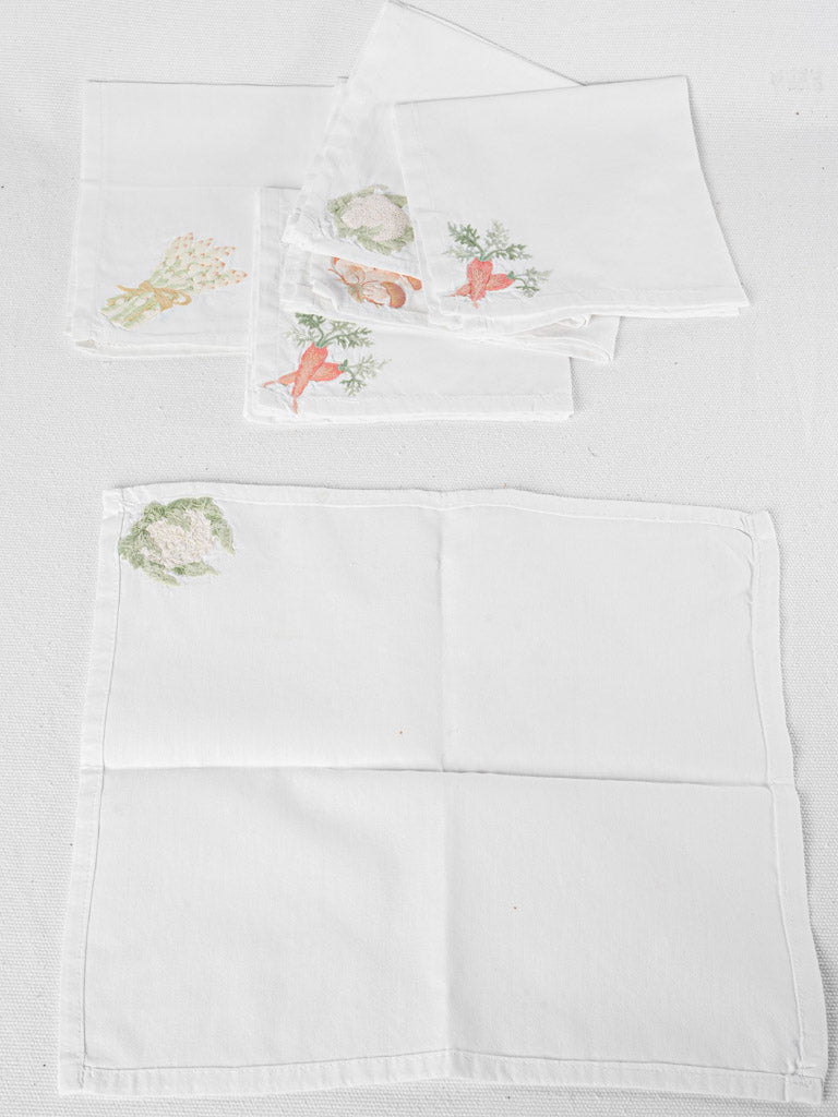 Artisanal vegetable motif linen napkins