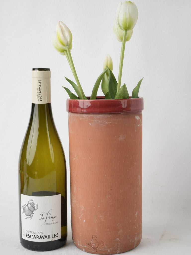 Contemporary terracotta wine cooler, ocher glaze